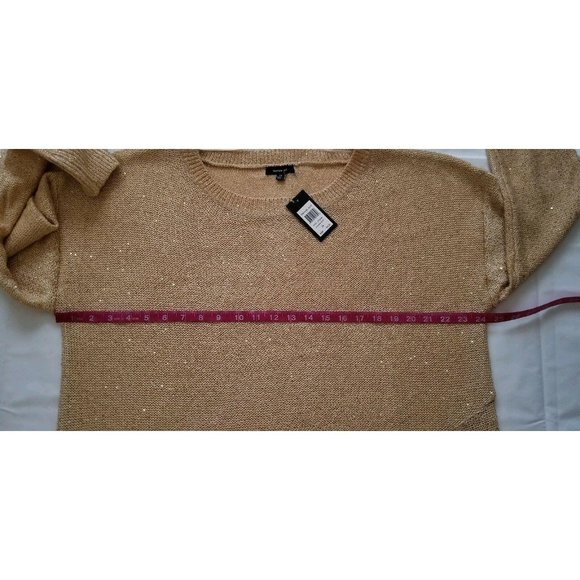 Verve Ami Women's Asymmetric Hem Shimmery Gold Pullover Sweater Plus Size 2X NWT - Picture 5 of 12